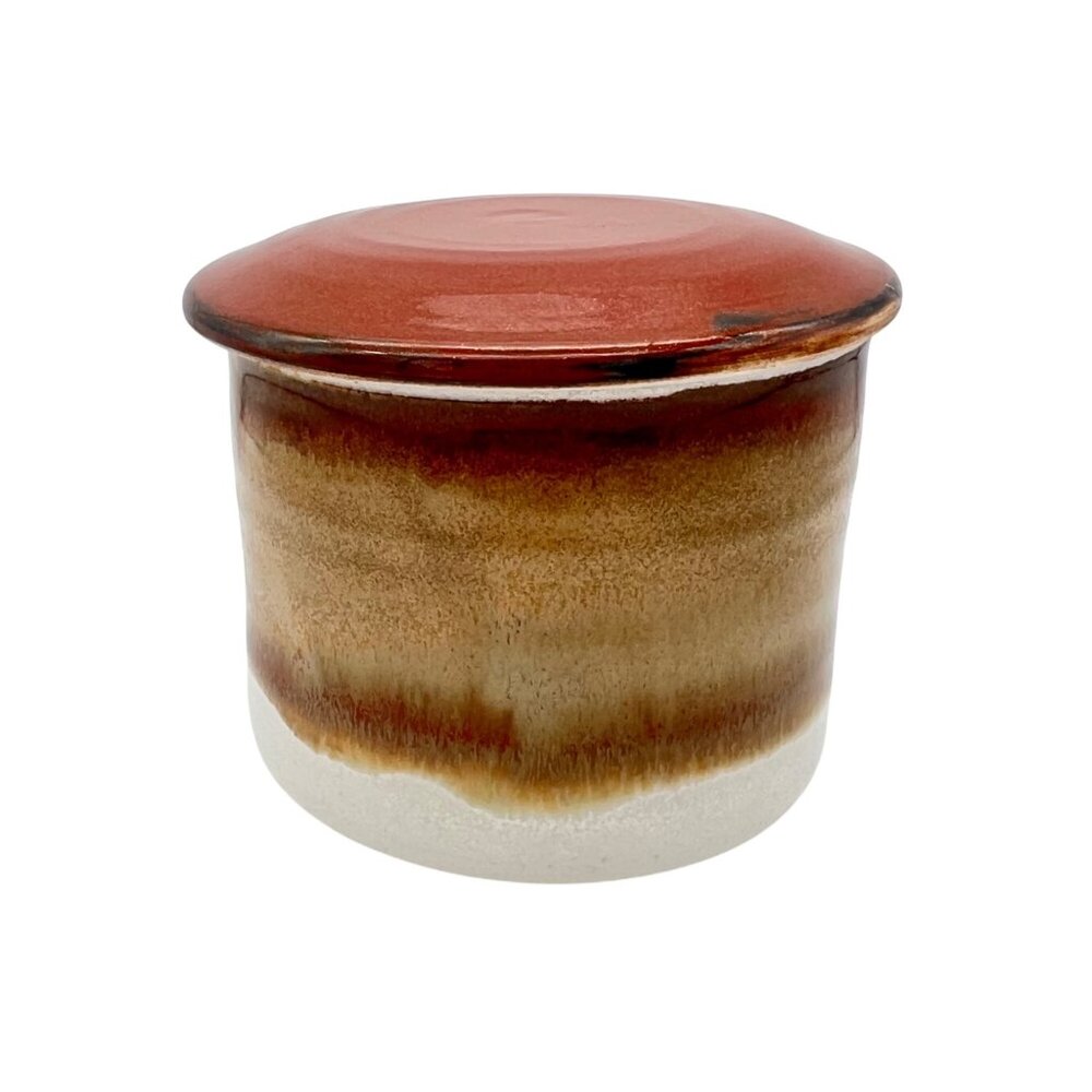 Art Studio Pottery French Butter Bell Crock Keeper Earthy Tone Glaze Signed